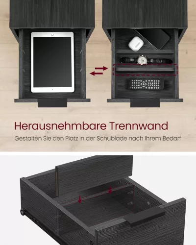 vasagle-masa-consola-cu-doua-sertare-separator-incorporat-masuta-depozitare-neagra