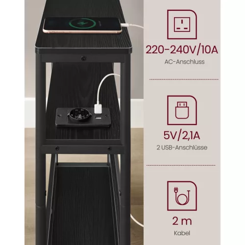 vasagle-masuta-depozitare-ingusta-noptiera-3-niveluri-cu-separator-incorporat-negru