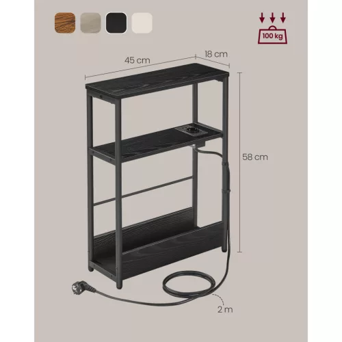 vasagle-masuta-depozitare-ingusta-noptiera-3-niveluri-cu-separator-incorporat-negru