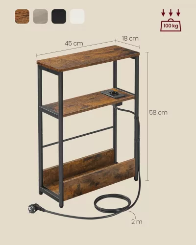 vasagle-masuta-depozitare-noptiera-ingusta-3-niveluri-cu-separator-incorporat-maro-rustic