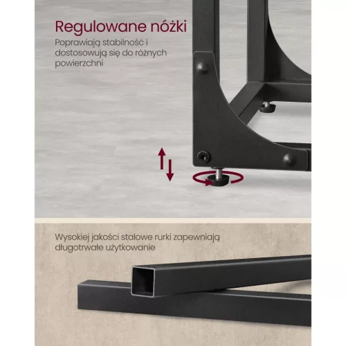 Măsuță laterală, în formă de C, maro rustic, negru