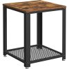 vasagle-masa-consola-cu-raft-din-plasa-metalica-maro-rustic-45x45x55cm