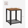 vasagle-masa-consola-cu-raft-din-plasa-metalica-maro-rustic-45x45x55cm