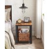 vasagle-masa-consola-cu-raft-din-plasa-metalica-maro-rustic-45x45x55cm