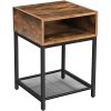 vasagle-noptiera-cu-compartimente-si-raft-din-plasa-metalica-maro-rustic-40x40x58cm
