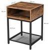 vasagle-noptiera-cu-compartimente-si-raft-din-plasa-metalica-maro-rustic-40x40x58cm