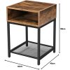 vasagle-noptiera-cu-compartimente-si-raft-din-plasa-metalica-maro-rustic-40x40x58cm