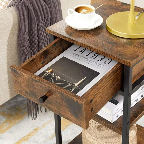vasagle-noptiera-cu-doua-rafturi-maro-rustic-35x35x70cm