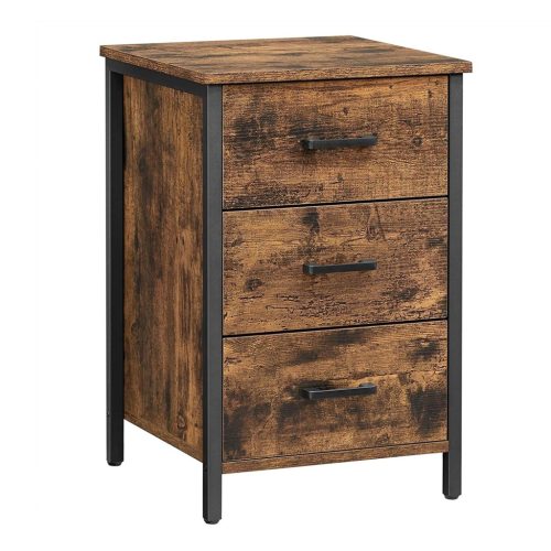 vasagle-noptiera-cu-3-sertare-maro-rustic-40x40x60cm