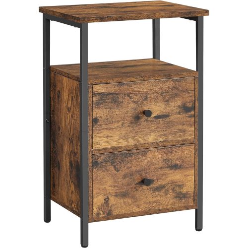 vasagle-noptiera-cu-doua-sertare-maro-rustic-38x28x60cm