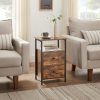 vasagle-noptiera-cu-doua-sertare-maro-rustic-38x28x60cm