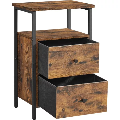 vasagle-noptiera-cu-doua-sertare-maro-rustic-38x28x60cm