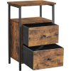 vasagle-noptiera-cu-doua-sertare-maro-rustic-38x28x60cm