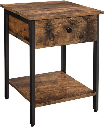 vasagle-noptiera-cu-sertar-si-raft-maro-rustic-40x40x50cm