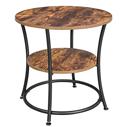 vasagle-masuta-depozitare-rotunda-cu-raft-maro-rustic-55x55x55cm