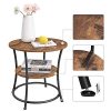 vasagle-masuta-depozitare-rotunda-cu-raft-maro-rustic-55x55x55cm