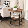 vasagle-masuta-depozitare-rotunda-cu-raft-maro-rustic-55x55x55cm