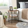 vasagle-masuta-depozitare-rotunda-cu-raft-maro-rustic-55x55x55cm