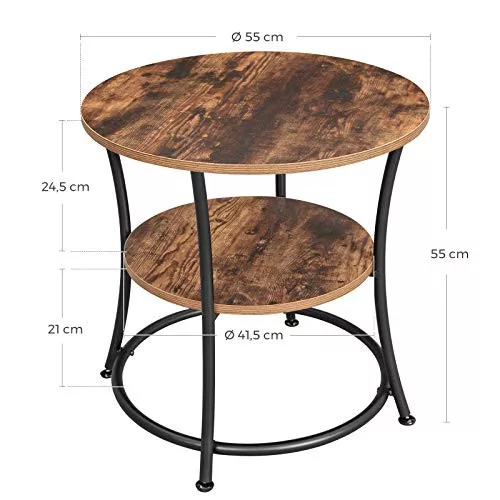 vasagle-masuta-depozitare-rotunda-cu-raft-maro-rustic-55x55x55cm
