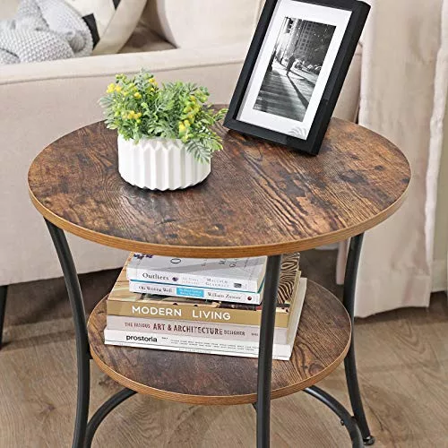 vasagle-masuta-depozitare-rotunda-cu-raft-maro-rustic-55x55x55cm