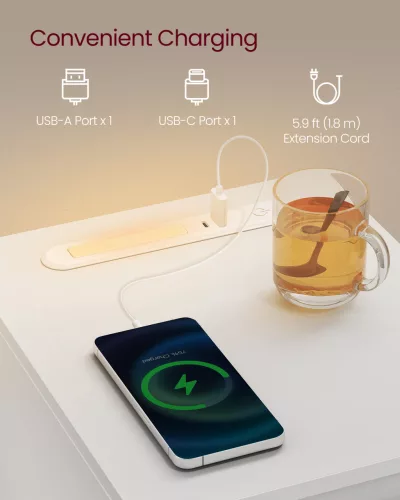 Noptieră cu priză USB, iluminare LED, albă 40x30x50cm