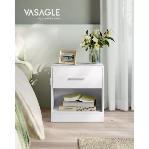 vasagle-noptiera-masuta-depozitare-sertar-si-compartiment-de-depozitare-alb-clasic