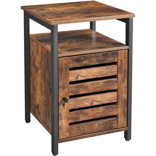 vasagle-noptiera-cu-doua-rafturi-maro-rustic-40x40x60cm