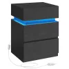 Noptieră cu iluminare LED, 3 sertare, neagră 35x40x55cm