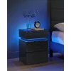 Noptieră cu iluminare LED, 3 sertare, neagră 35x40x55cm