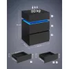 Noptieră cu iluminare LED, 3 sertare, neagră 35x40x55cm