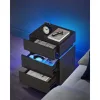 Noptieră cu iluminare LED, 3 sertare, neagră 35x40x55cm
