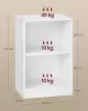 Noptieră cu compartimente deschise, raft ajustabil, alb nori 40x30x60 cm