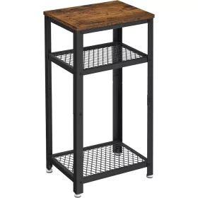vasagle-masuta-depozitare-rotunda-cu-doua-rafturi-din-plasa-metalica-maro-rustic