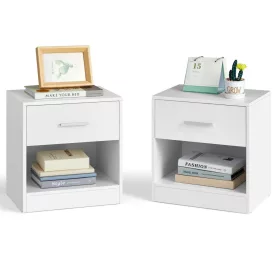 Set de 2 noptiere, cu sertare, albe