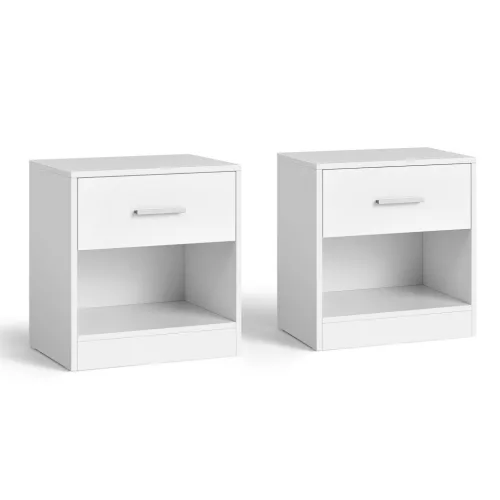 Set de 2 noptiere, cu sertare, albe