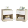 Set de 2 noptiere, cu sertare, bej
