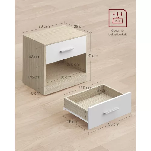 Set de 2 noptiere, cu sertare, bej