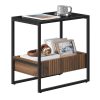 vasagle-masuta-depozitare-compartiment-negru-si-nuc-cadru-din-otel-55x35x55cm