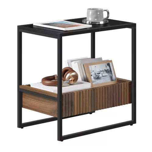 vasagle-masuta-depozitare-compartiment-negru-si-nuc-cadru-din-otel-55x35x55cm
