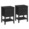 vasagle-2-buc-noptiera-din-bambus-masuta-depozitare-2-sertare-negru-40x35x60cm