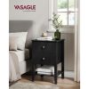 vasagle-2-buc-noptiera-din-bambus-masuta-depozitare-2-sertare-negru-40x35x60cm