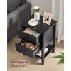 vasagle-2-buc-noptiera-din-bambus-masuta-depozitare-2-sertare-negru-40x35x60cm