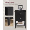 vasagle-2-buc-noptiera-din-bambus-masuta-depozitare-2-sertare-negru-40x35x60cm