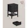 vasagle-2-buc-noptiera-din-bambus-masuta-depozitare-2-sertare-negru-40x35x60cm