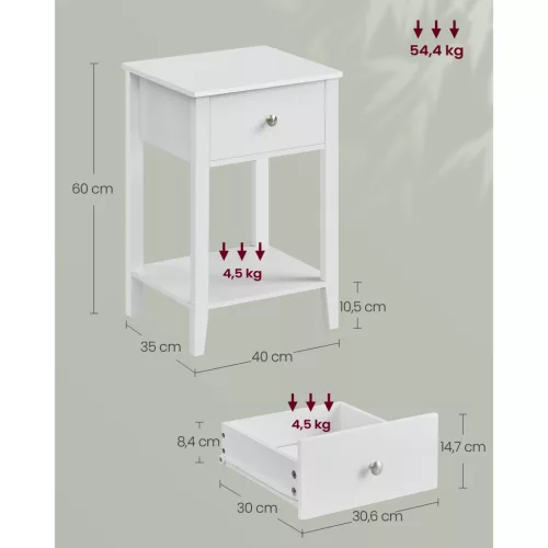 vasagle-2-buc-noptiera-din-bambus-masuta-depozitare-cu-sertar-alb-nori-40x35x60cm