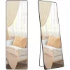 Oglindă înaltă, dreptunghiulară, cu suport, ramă din aluminiu, neagră