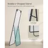 Oglindă înaltă, dreptunghiulară, cu suport, ramă din aluminiu, neagră