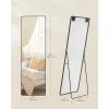 Oglindă înaltă, dreptunghiulară, cu suport, ramă din aluminiu, neagră