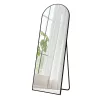 Oglindă înaltă, curbată, cu suport, ramă din aluminiu, neagră