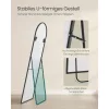Oglindă înaltă, curbată, cu suport, ramă din aluminiu, neagră